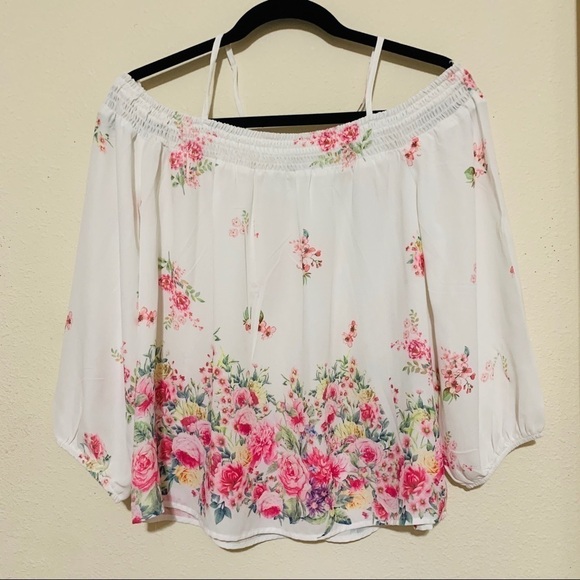 PAPAYA•NWOT FLORAL OFF THE SHOULDER BLOUSE - Picture 2 of 7